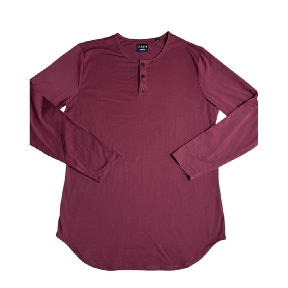 Cuts Henley Long‎ Sleeve Tee Shirt Men's XXL